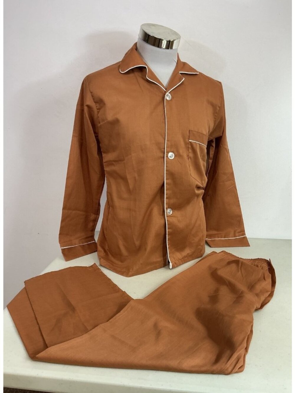 Vintage 70’s Brown Pajamas Set Made USA Men’s Small